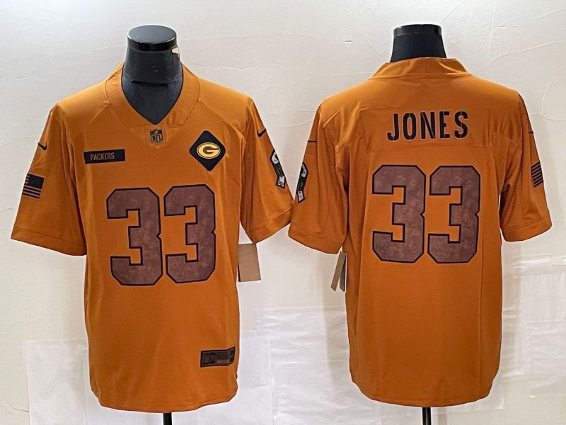 Men Green Bay Packers #33 Jones brown Nike 2023 Salute To Service Limited NFL Jersey